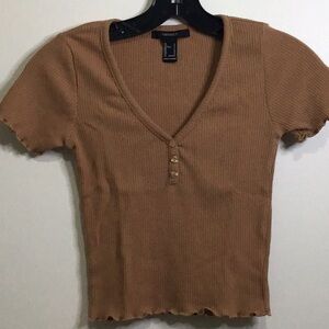 Tan top with 3 buttons